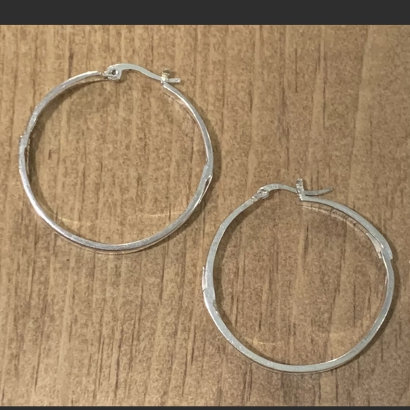 Sterling Silver 925 Hoop Earrings - Picture 3 of 8